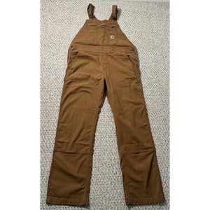 Carhartt Rugged Flex Loose Fit Canvas Bib Overall Dungarees Medium 8-10 Regular